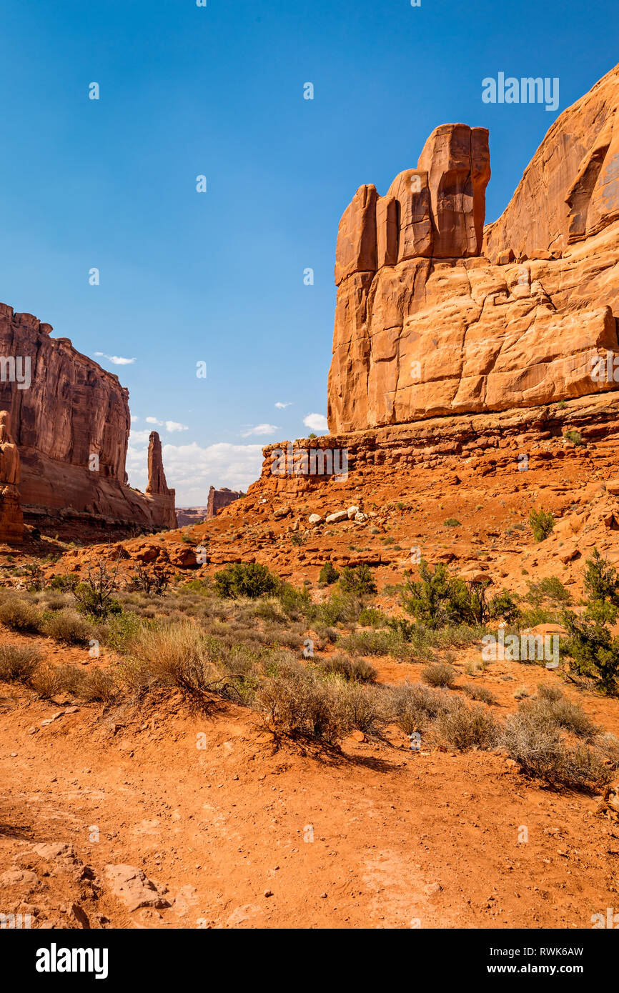 Park Avenue trail  in Arches National Park, Moab, Utah Stock Photo