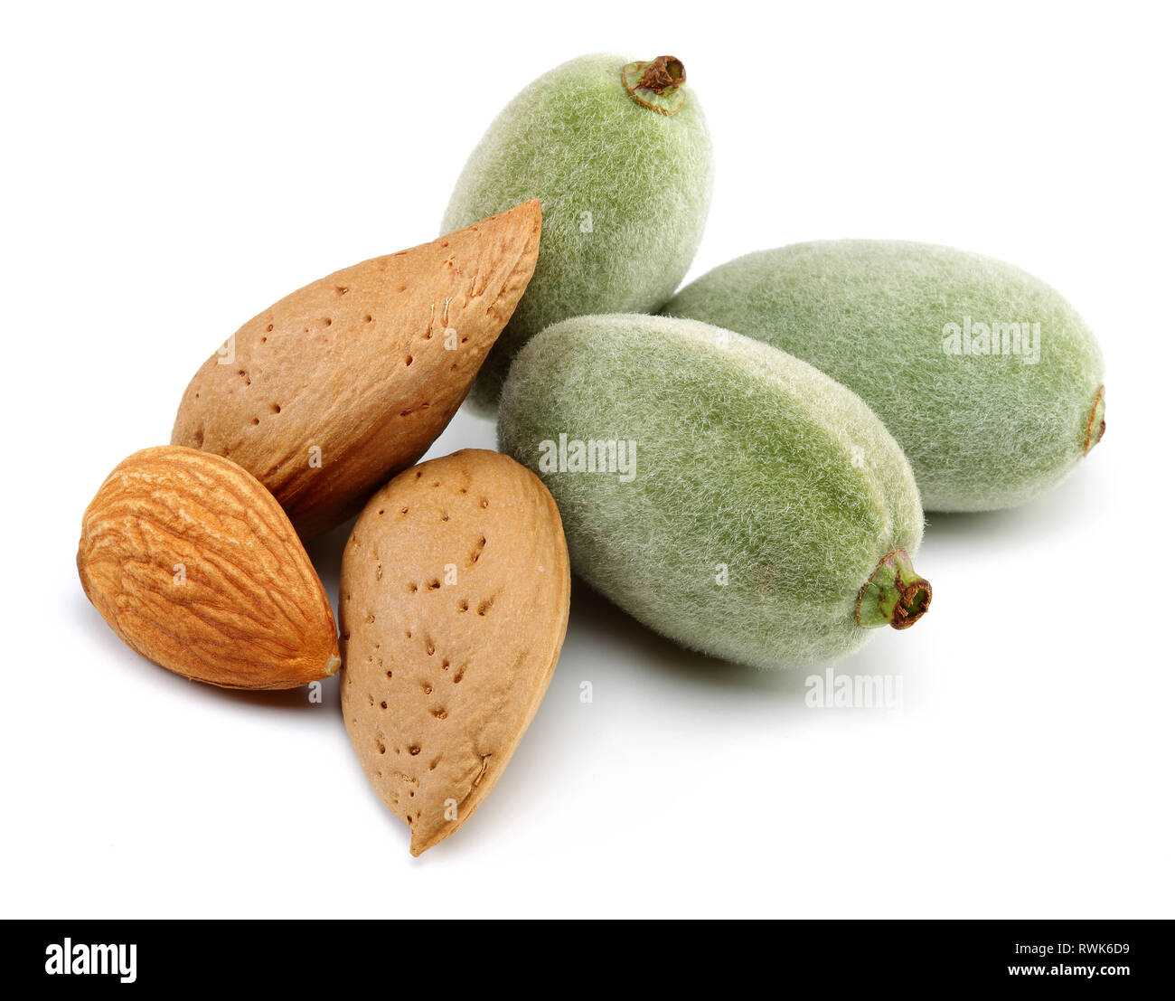 Fresh almonds isolated on white background Stock Photo