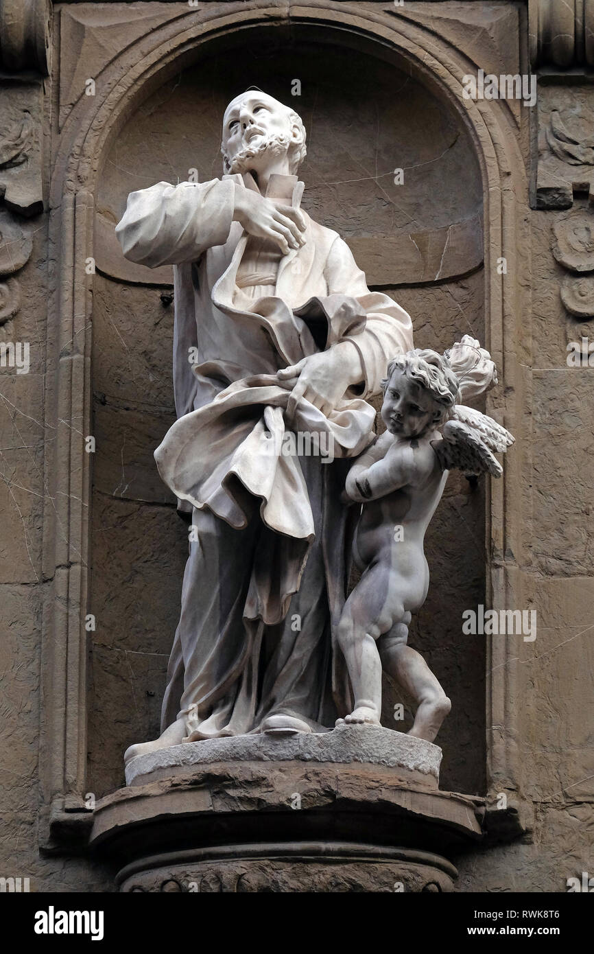 Saint Andrew (Andrea) Avellino statue on the facade of Santi Michele e