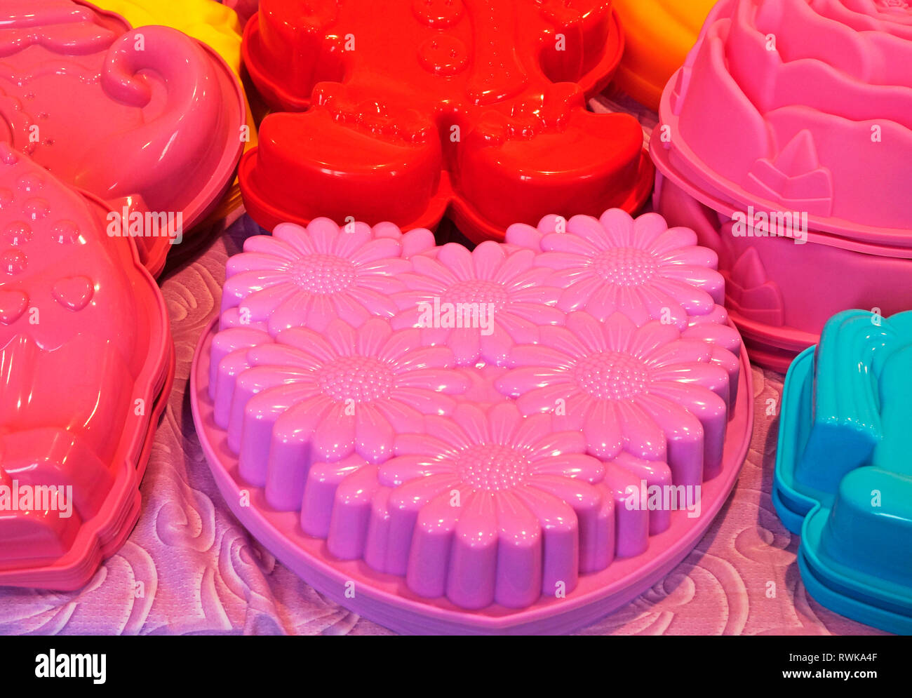 colorful silicon cake molds Stock Photo