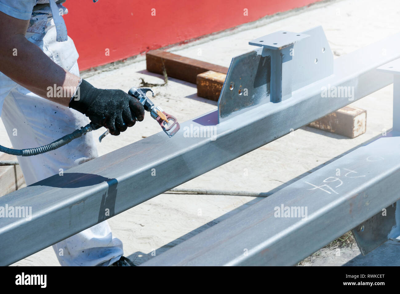 Iron constructions Fire Stop Painting Equipment Stock Photo Alamy