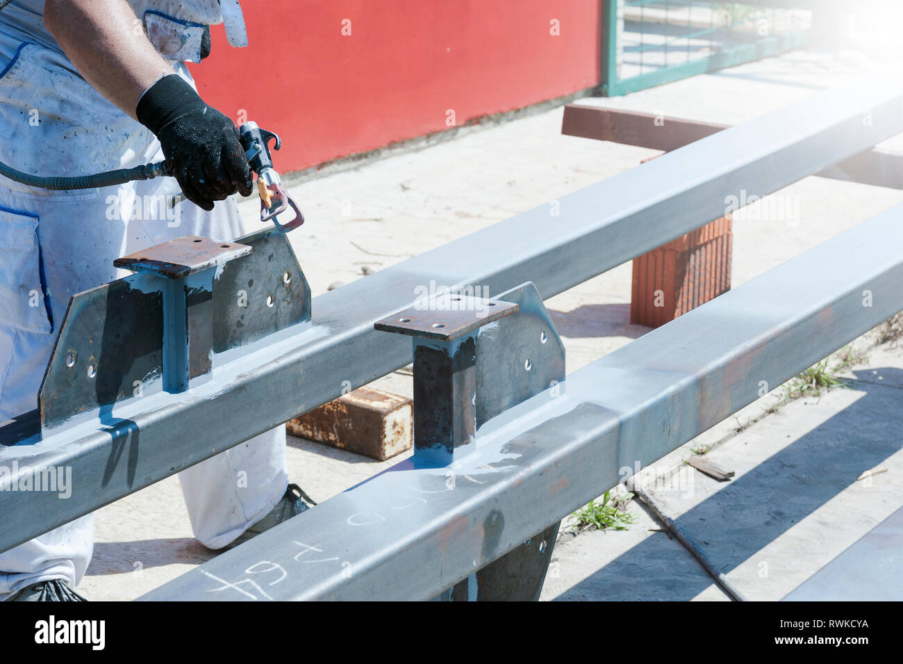 Iron constructions Fire Stop Painting Equipment Stock Photo Alamy