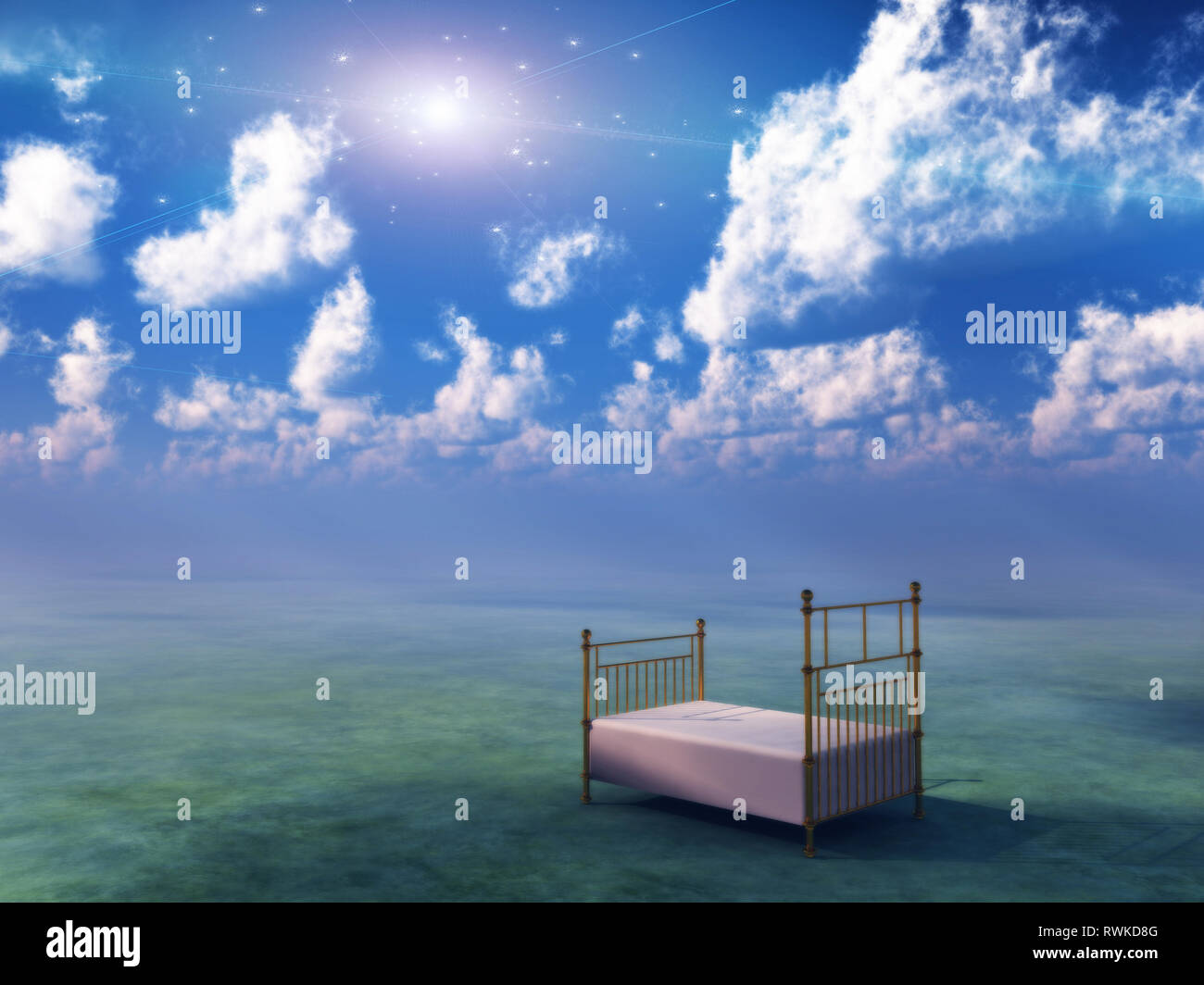 Empty bed in the sky. Rest in Heaven Stock Photo Alamy