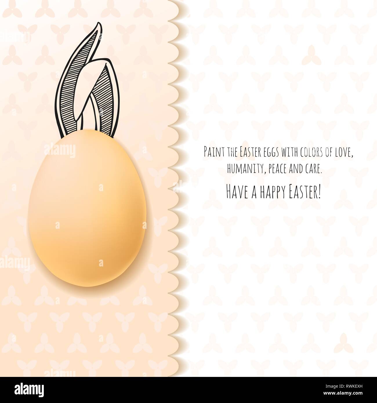 Color Easter card with realistic eggs and hand-drawn elements. Vector Stock Vector