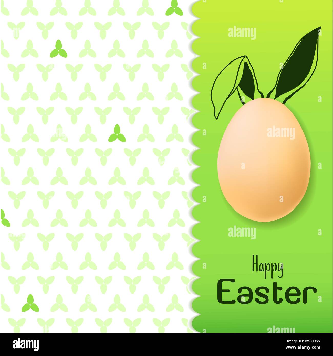 Color Easter card with realistic eggs and hand-drawn elements. Vector Stock Vector