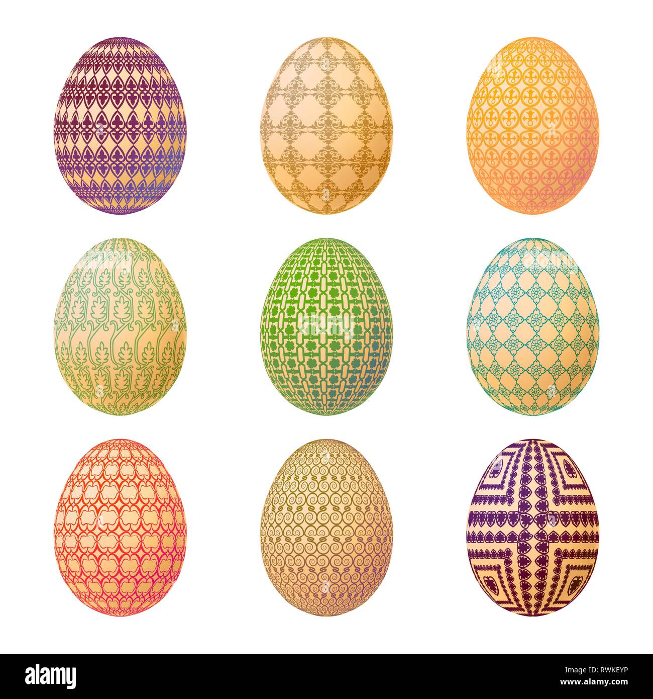 Easter eggs isolated on white background. Vector illustration Stock Vector