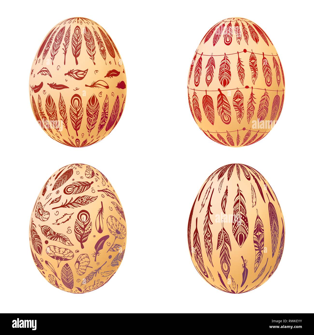 Easter eggs isolated on white background. Vector illustration Stock ...