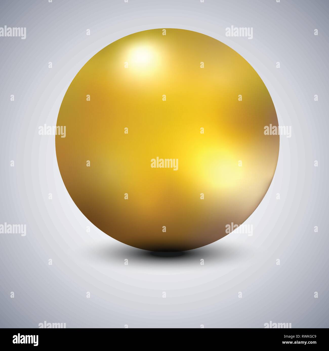 Realistic gold metal sphere, vector golden ball isolated Stock Vector