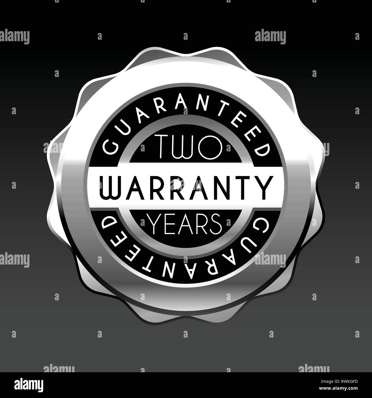 one year warranty golden badge isolated on white background. Metal ...