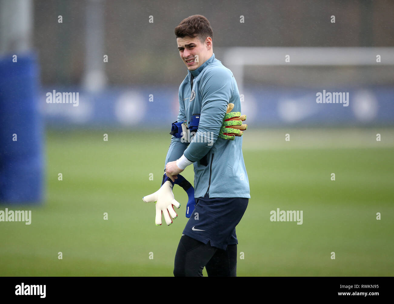 Chelsea goalkeeper Kepa Arrizabalaga during the training session at