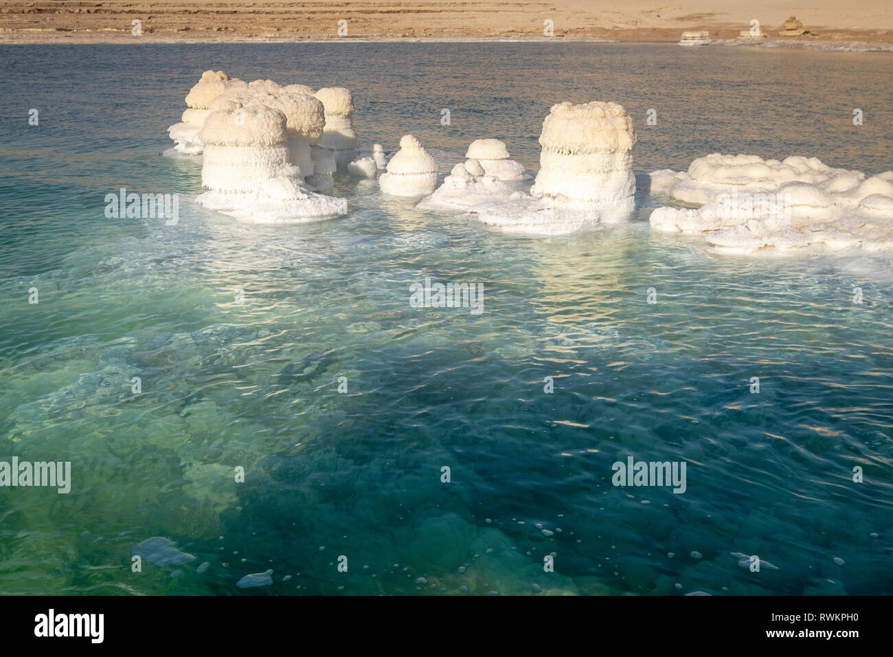 Crystallised salt rocks, Dead Sea, Israel Stock Photo