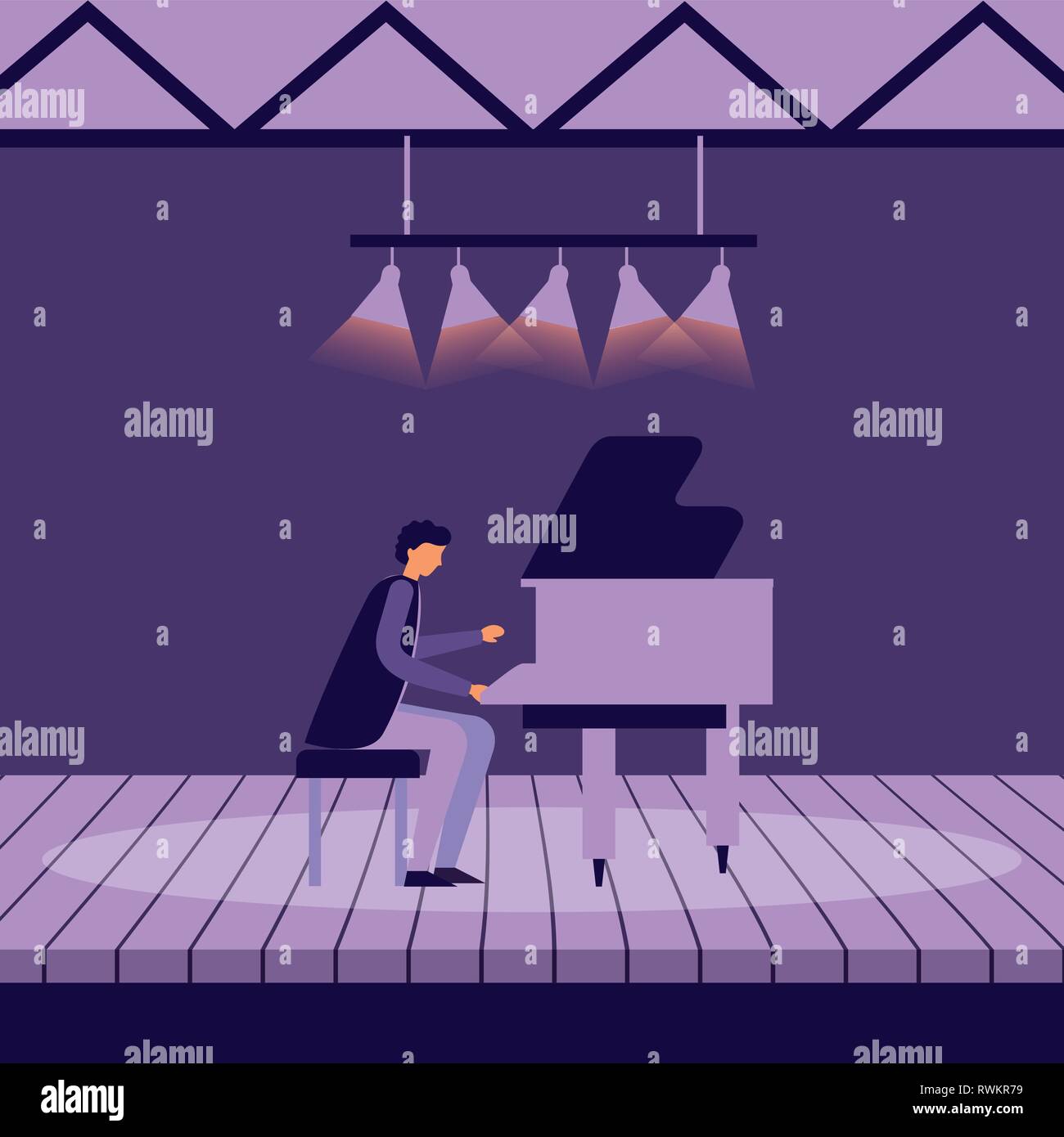 Piano on stage Stock Vector Images - Alamy