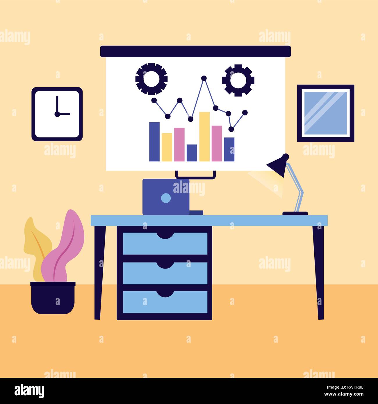Office Workspaces Vector office workspace design Stock Vector Image & Art - Alamy