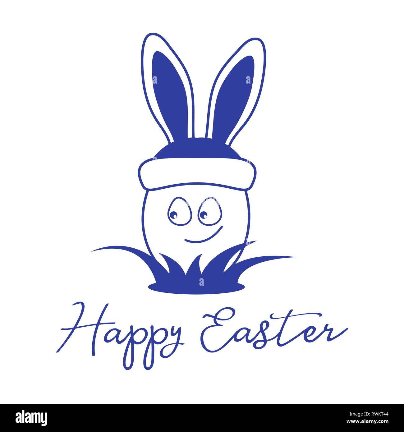 Vector Illustration With Easter Egg In Hat With Bunny Ears In The
