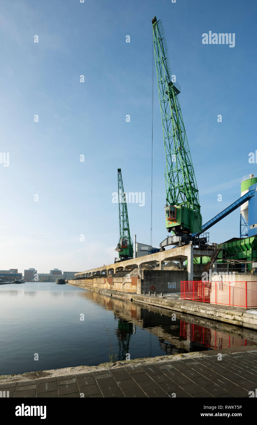 Harbour for transhipment of raw building materials, The Hague, Zuid-Holland, Netherlands Stock Photo