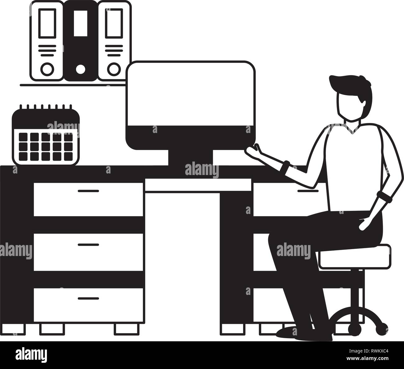 Computer businesspeople on screen Stock Vector Images - Alamy