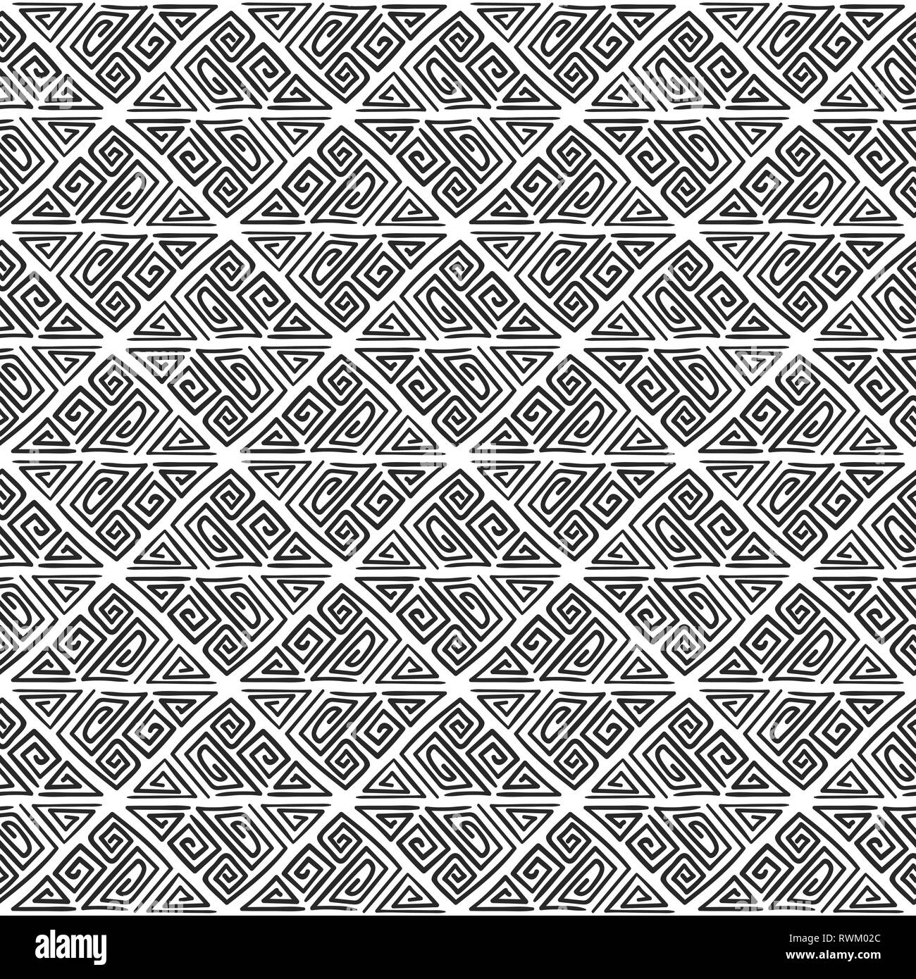 Abstract monochrome seamless hand drawn pattern Stock Vector Image ...