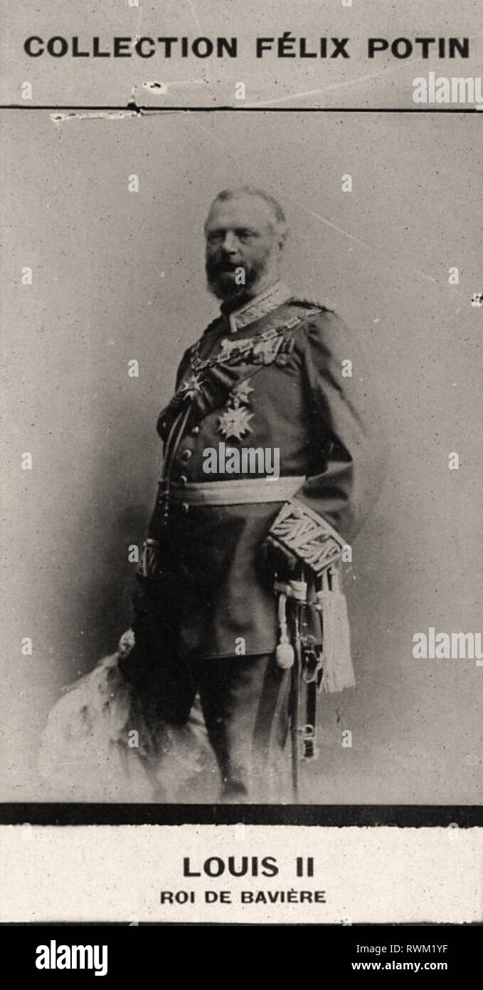 Photographic portrait of Louis II, roi de Bavière  - From First COLLECTION FÉLIX POTIN, 19th century Stock Photo