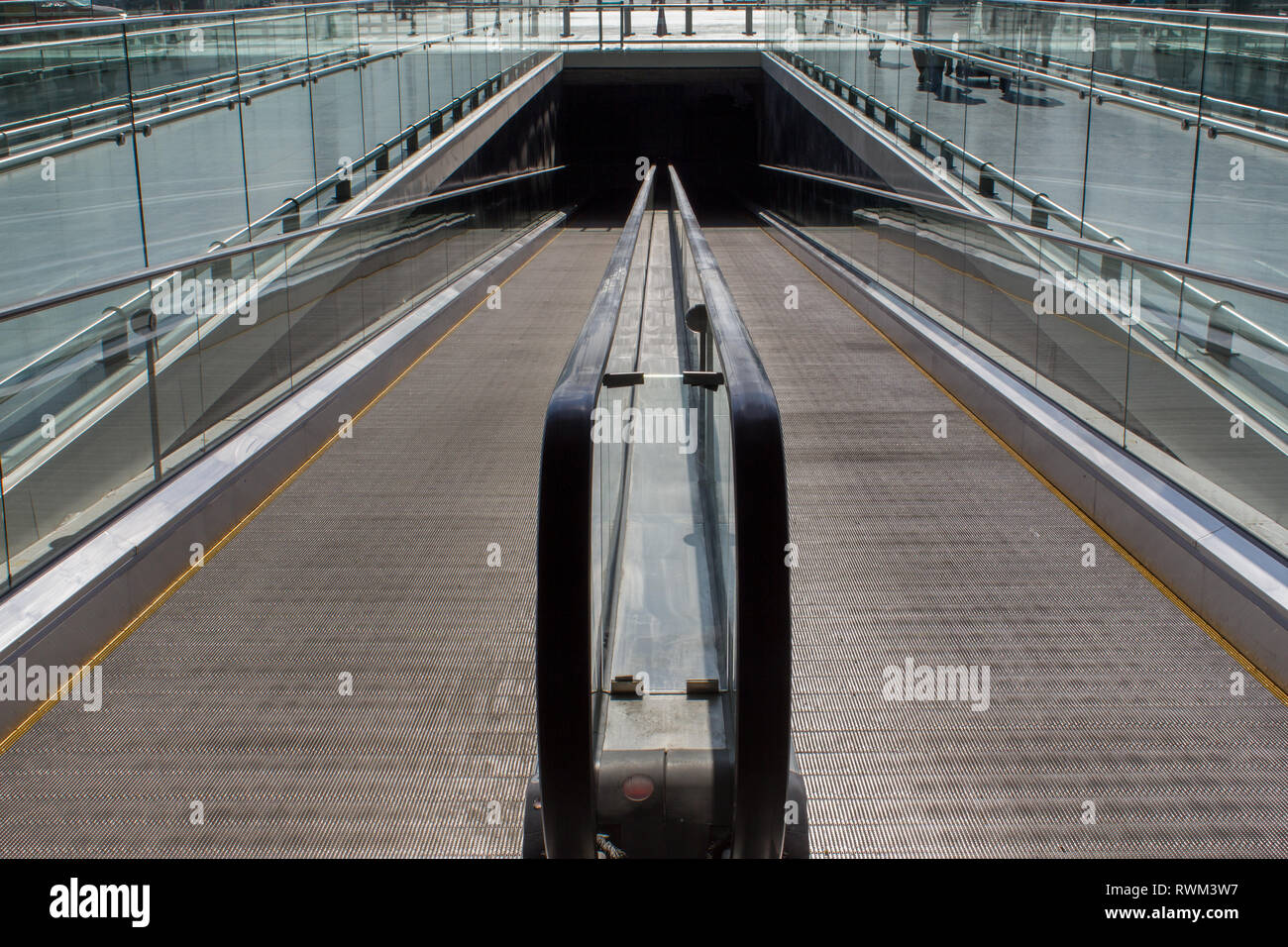 Moving walkway escalator at ootdoor Stock Photo Alamy