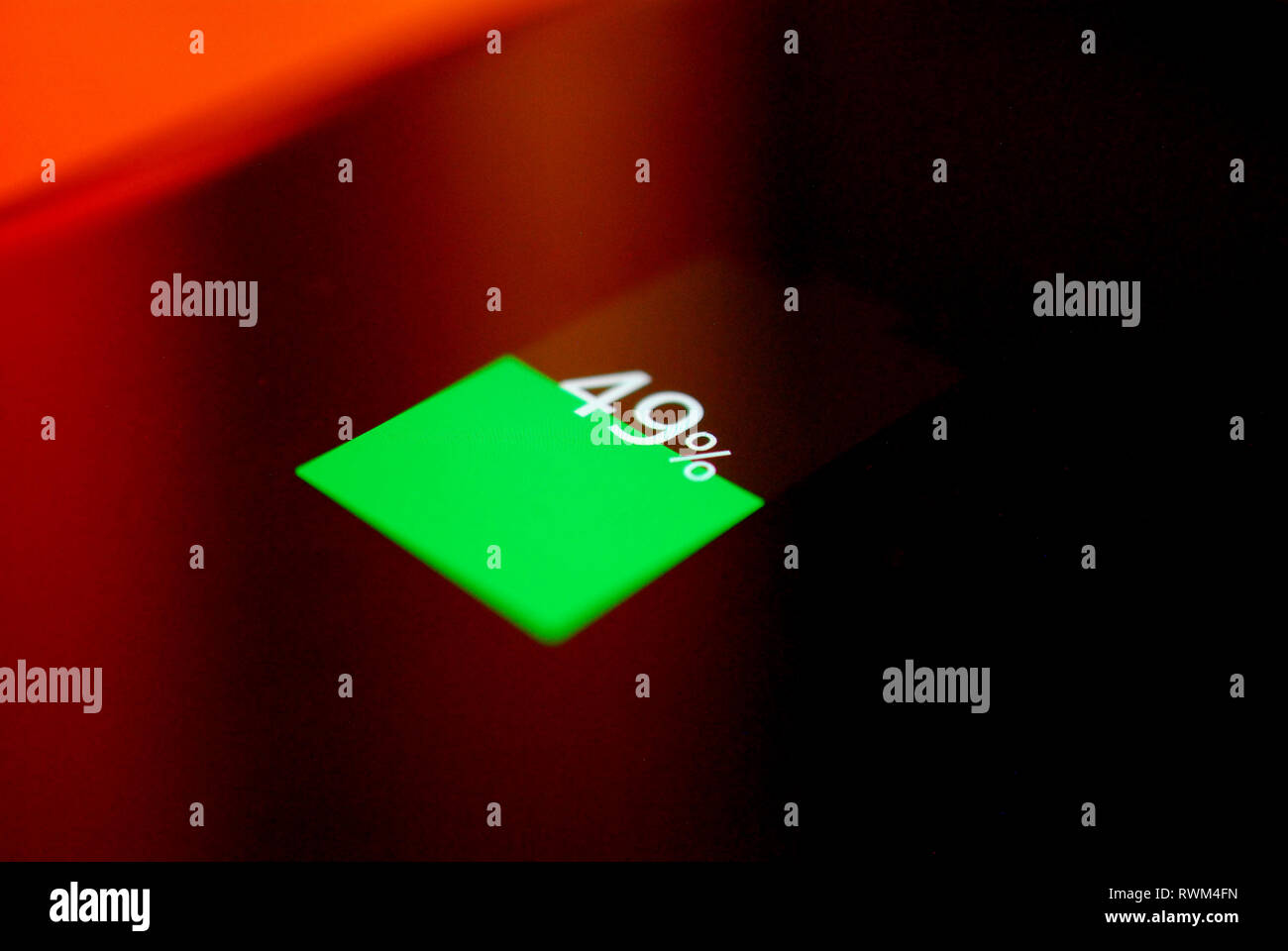 battery indicator level on a smartphone screen shallow dof image Stock ...
