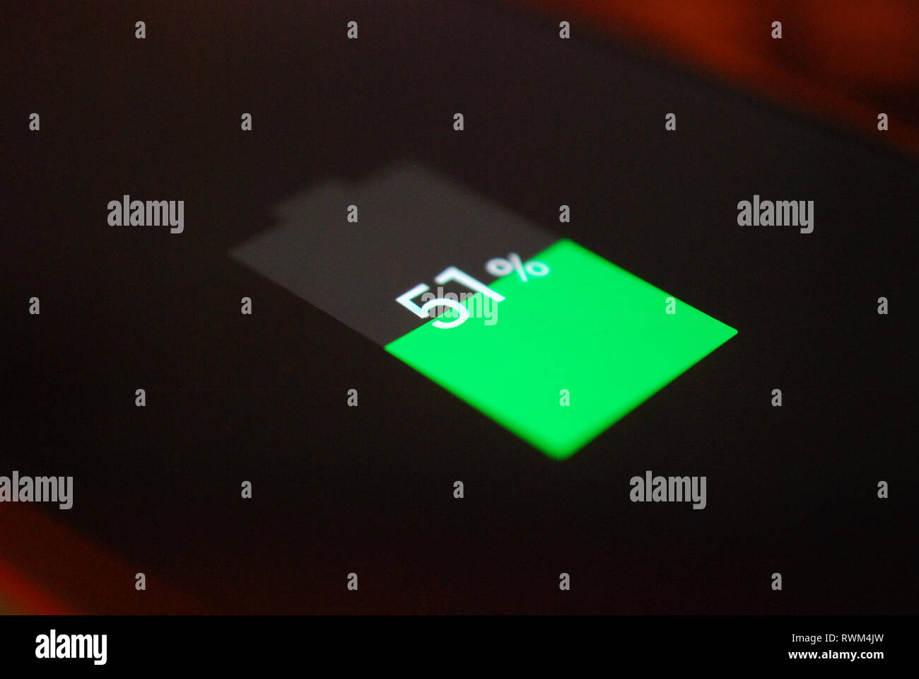 battery indicator level on a smartphone screen shallow dof image Stock ...