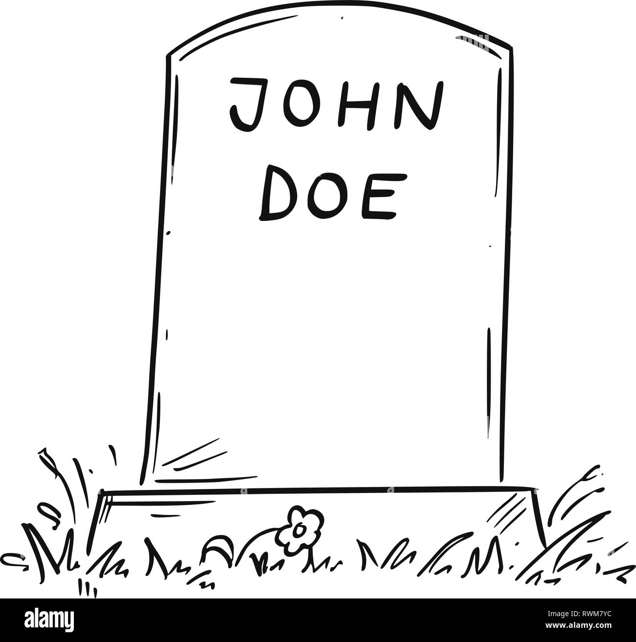 Cartoon Drawing of Unknown John Doe Tombstone Stock Vector