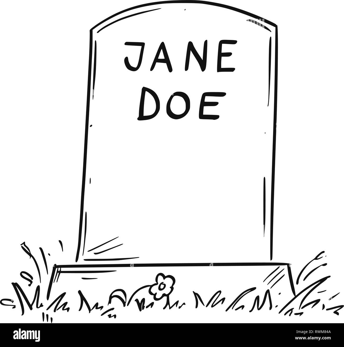 Cartoon Drawing of Unknown Jane Doe Tombstone Stock Vector