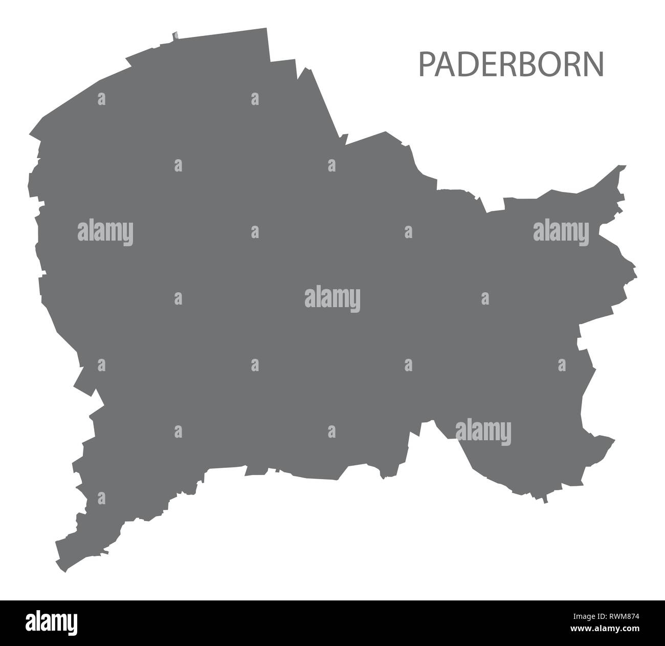 Paderborn city map grey illustration silhouette shape Stock Vector ...