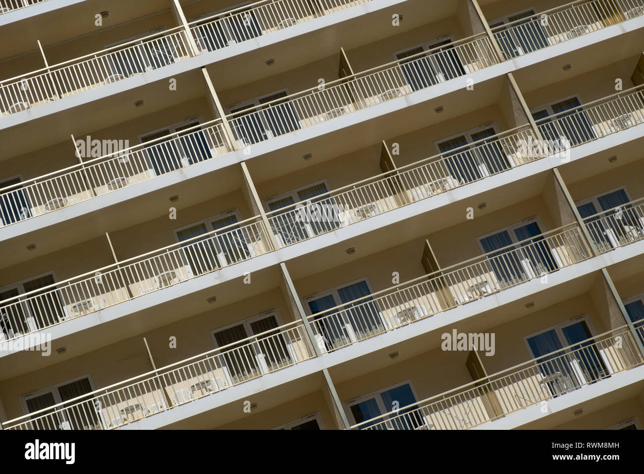 Full frame take of the balconies of an apartment building Stock Photo ...