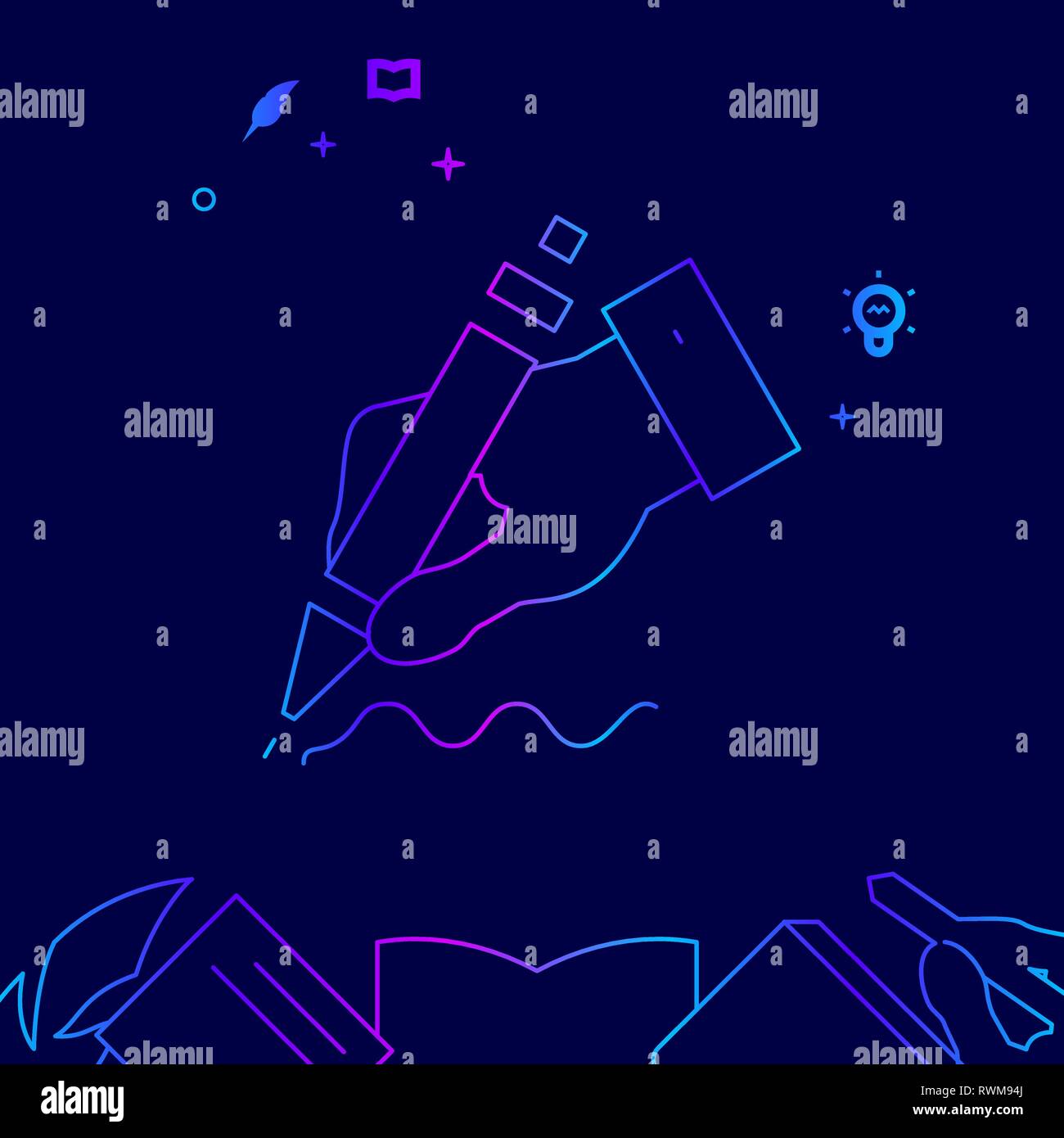 Hand Writing with Pen Vector Line Illustration. Writing, Authors or ...