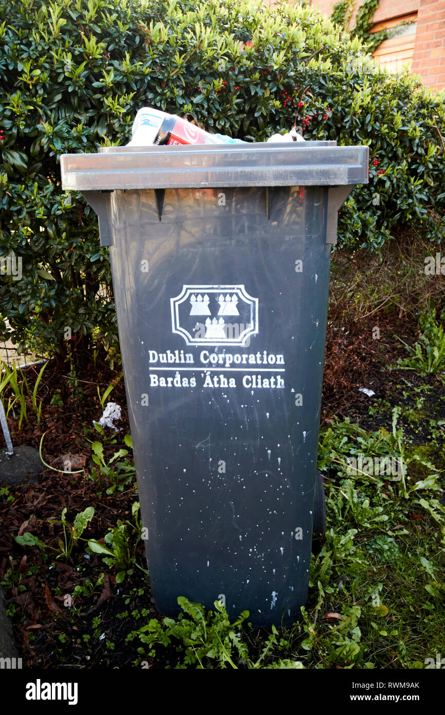old dublin corporation wheelie bin household waste collection Dublin republic of Ireland Stock