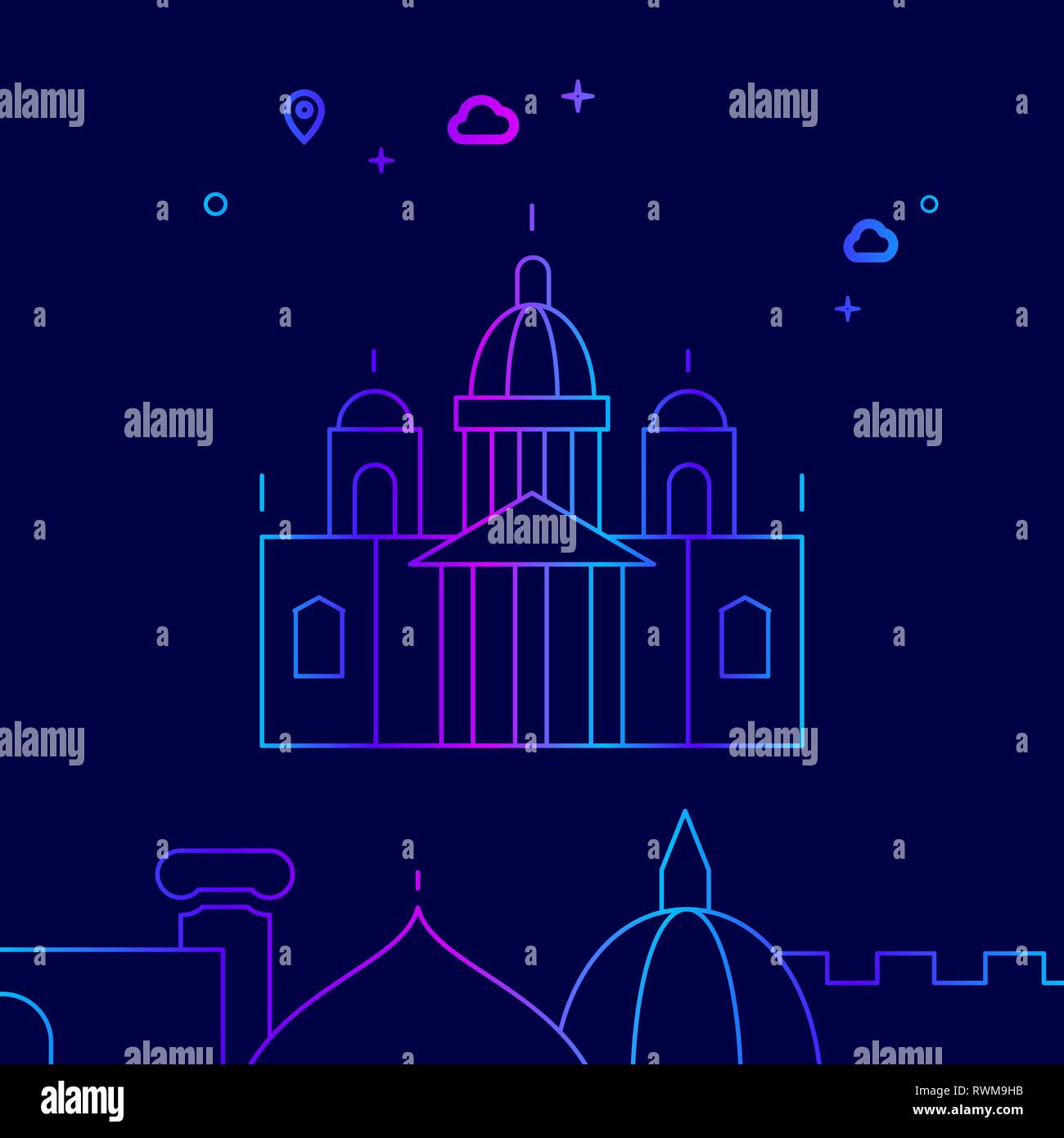 Saint Isaac's Cathedral Vector Line Illustration. Historical Landmarks ...