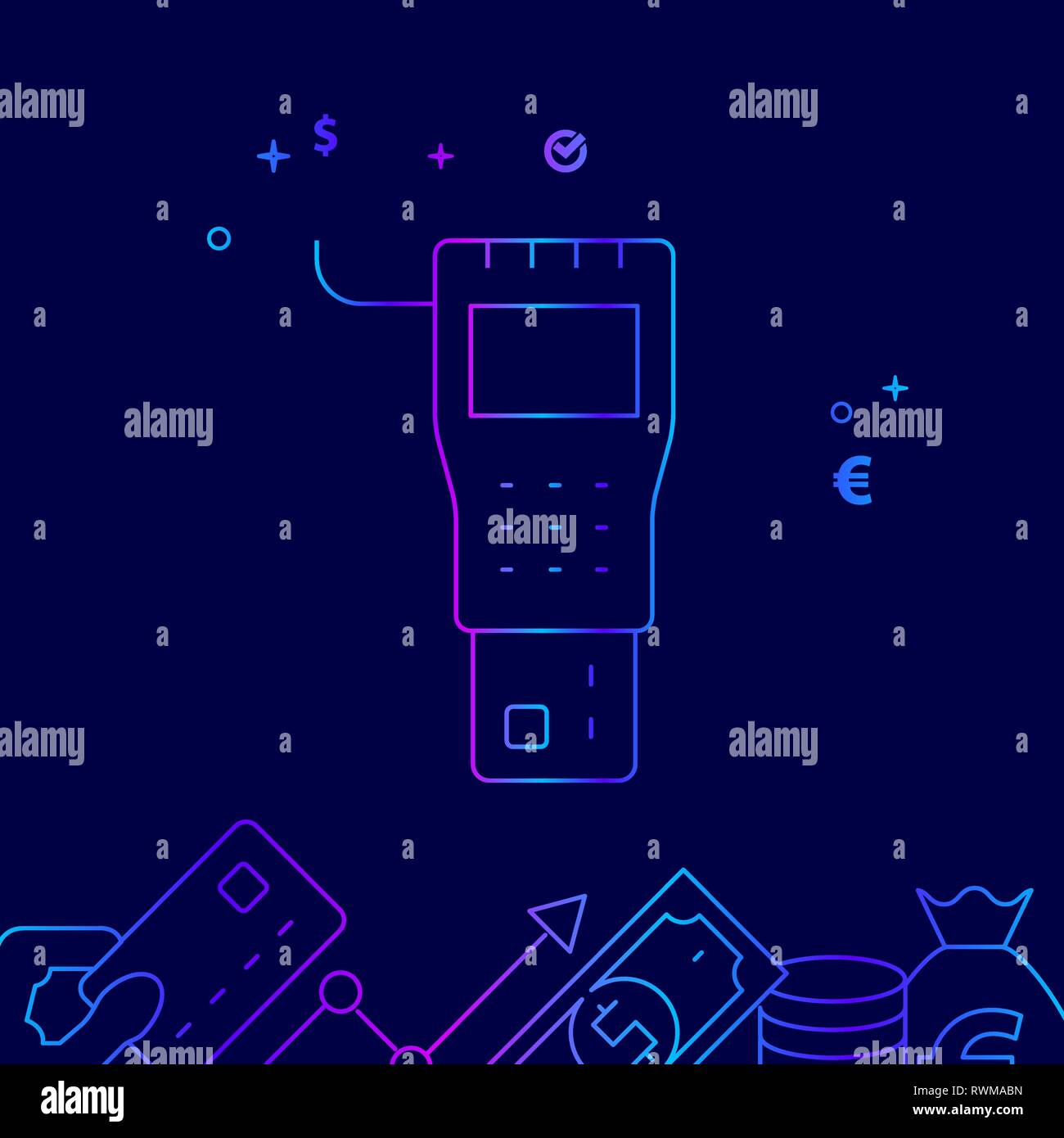Payment Terminal Vector Line Illustration. Money Related Gradient Icon ...