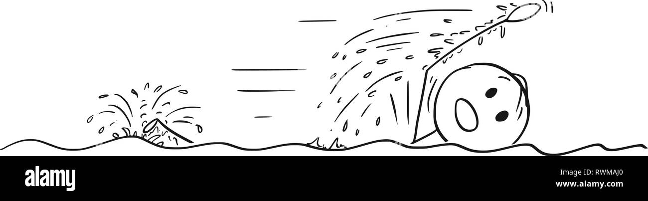 Cartoon of Man Swimming Crawl Stock Vector