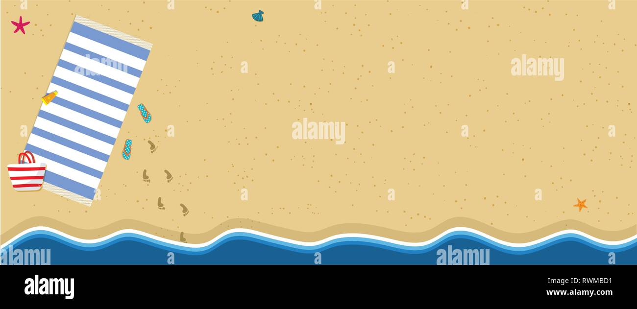 Horizontal Banner With Copy Space Summer Vacation Background Travel Relaxation Tourism Rest On Sea Side Towel Flip Flops Footprints On Golden S Stock Vector Image Art Alamy Horizontal Banner With Copy Space Summer Vacation Background Travel Relaxation Tourism Rest On Sea Side Towel Flip Flops Footprints On Golden S Stock Vector Image Art Alamy