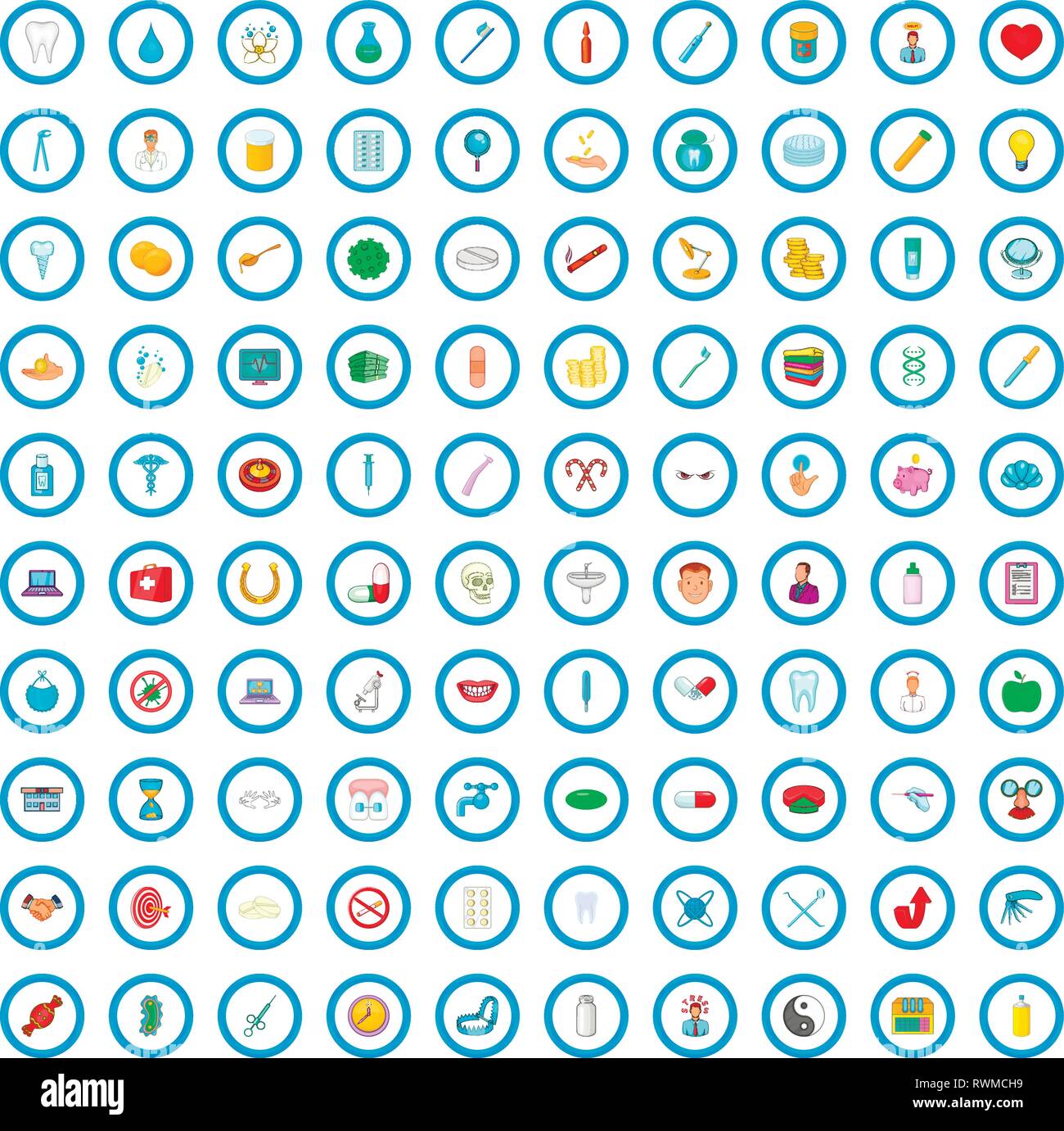 100 dental care icons set, cartoon style Stock Vector Image & Art - Alamy
