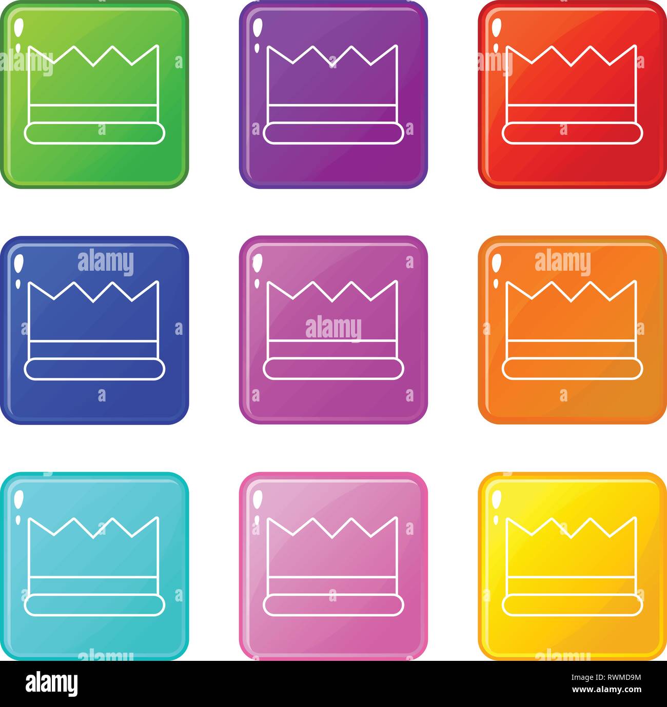 Silver crown icons set 9 color collection Stock Vector Image & Art - Alamy