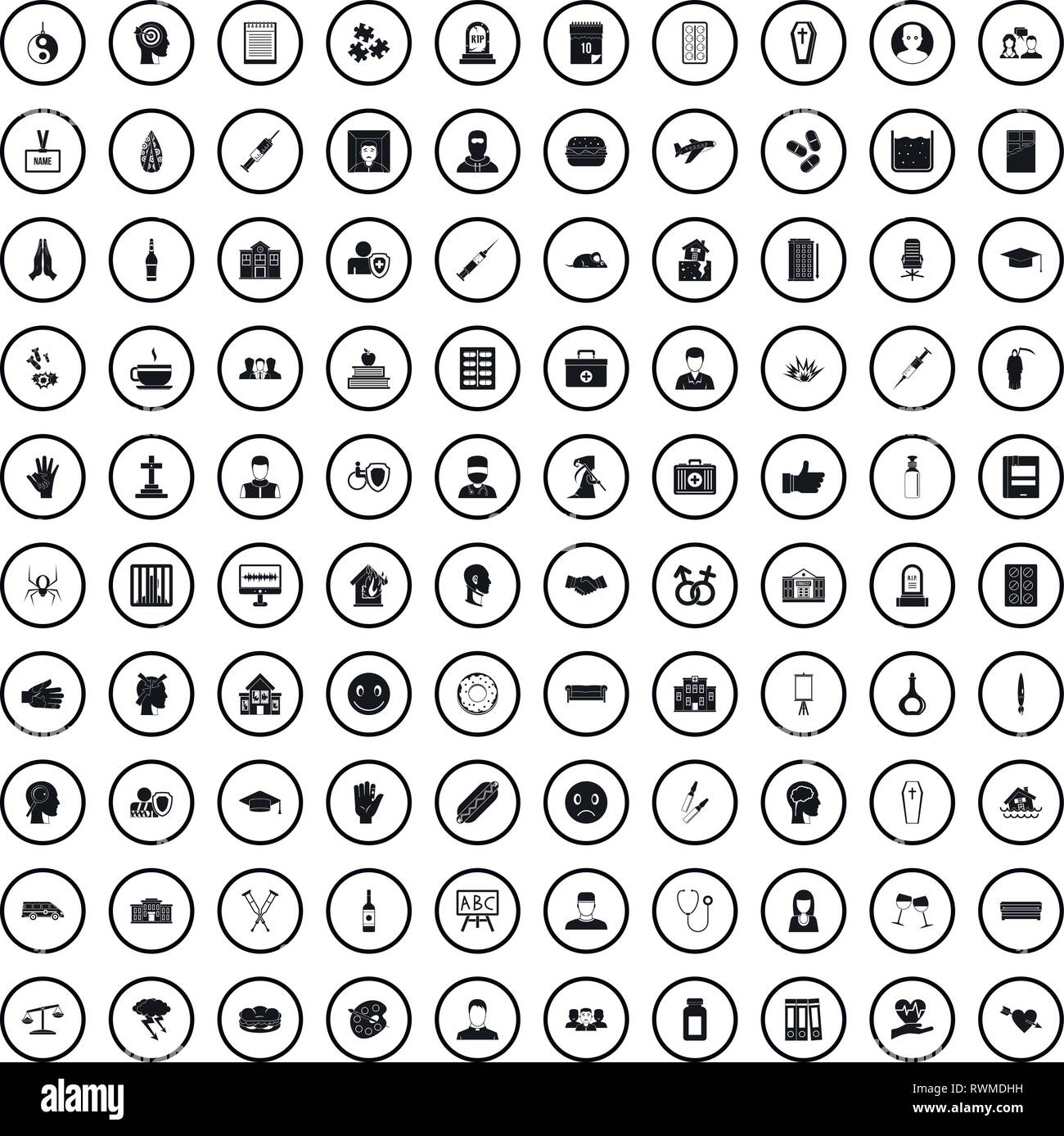100 psychoanalyse icons set, simple style Stock Vector Image & Art - Alamy