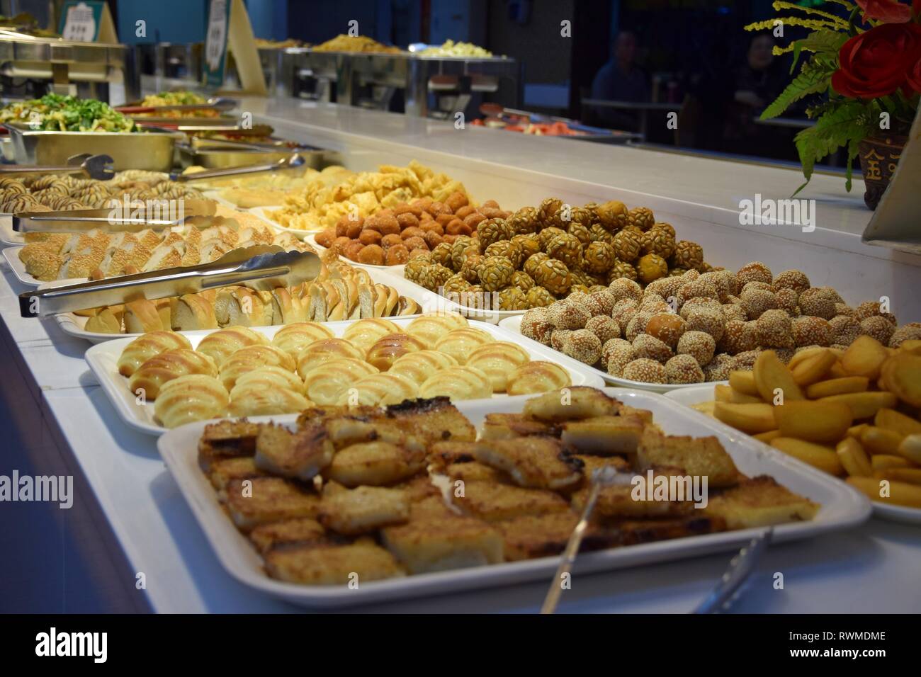 Cuisine Culinary Buffet in chinese vegetarian restaurant. Cuisine