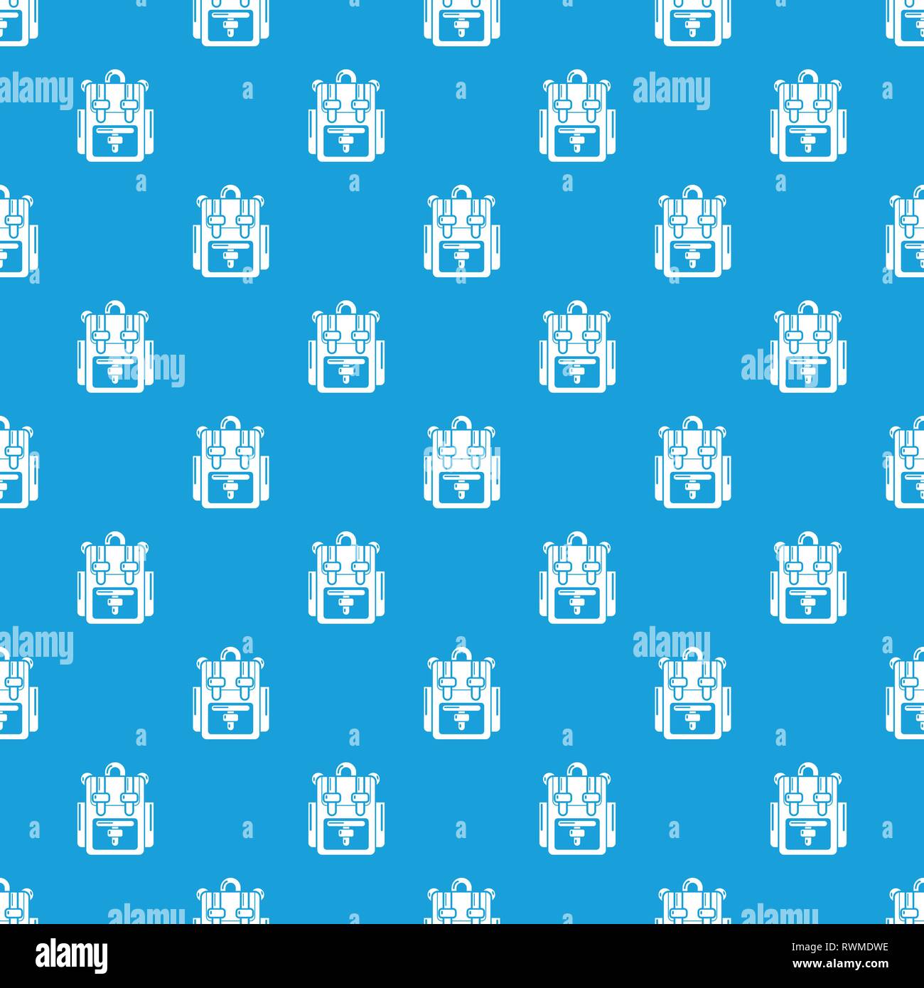 Backpack adventure pattern vector seamless blue Stock Vector