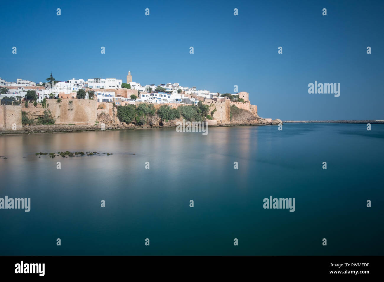 Colorful view of the Kasbah des Udayas with a long exposure. Rabat, Morocco Stock Photo