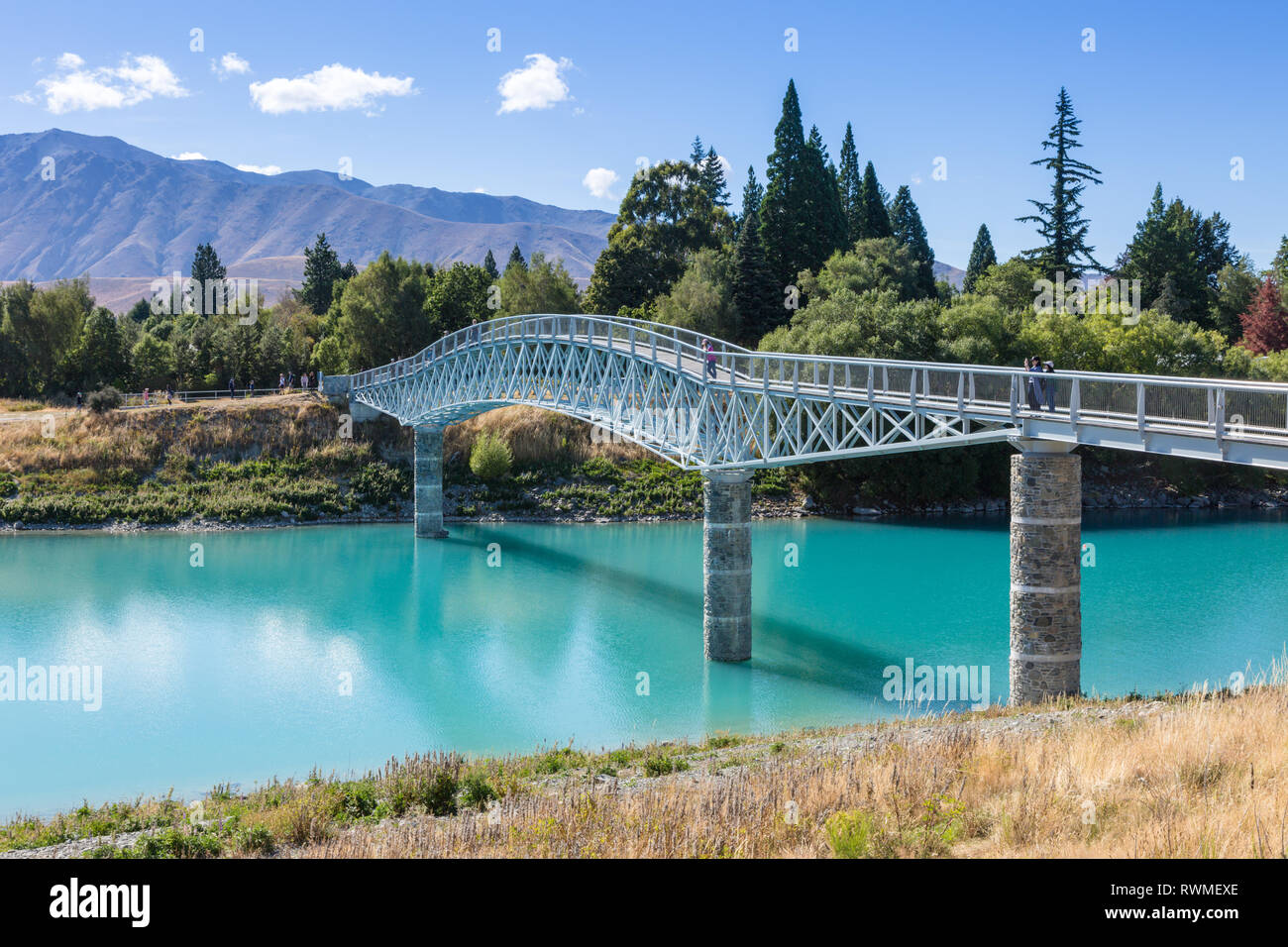 Lake Tekapo Footbridge, South Island, New Zealand Stock Photo