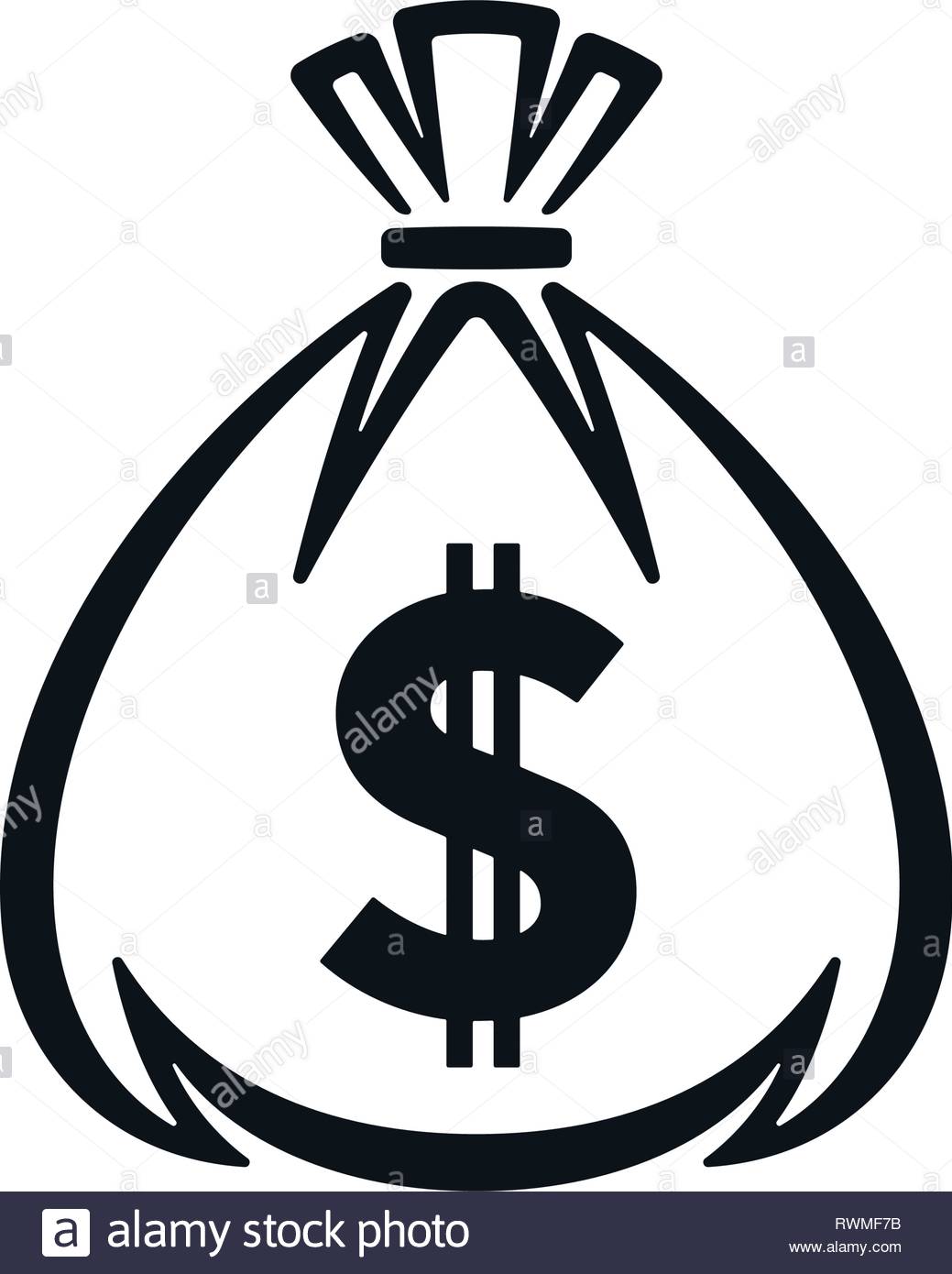 Money Bag Icon With Dollar Sign On White Background - 
