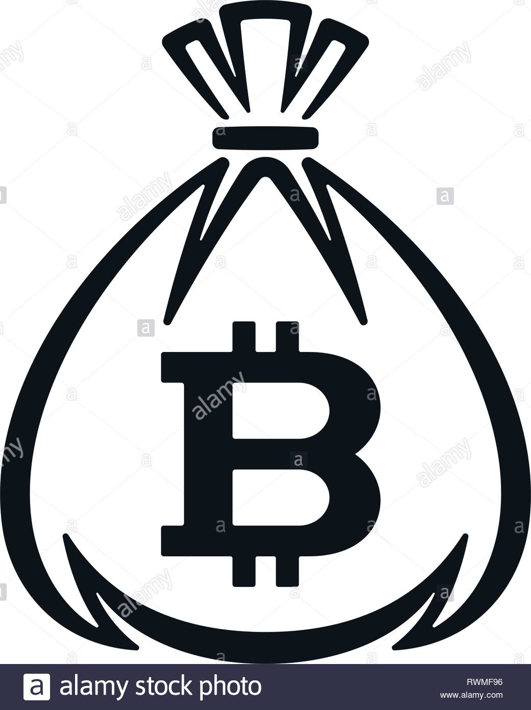 Money Bag Icon With Bitcoin On White Background Financial - 