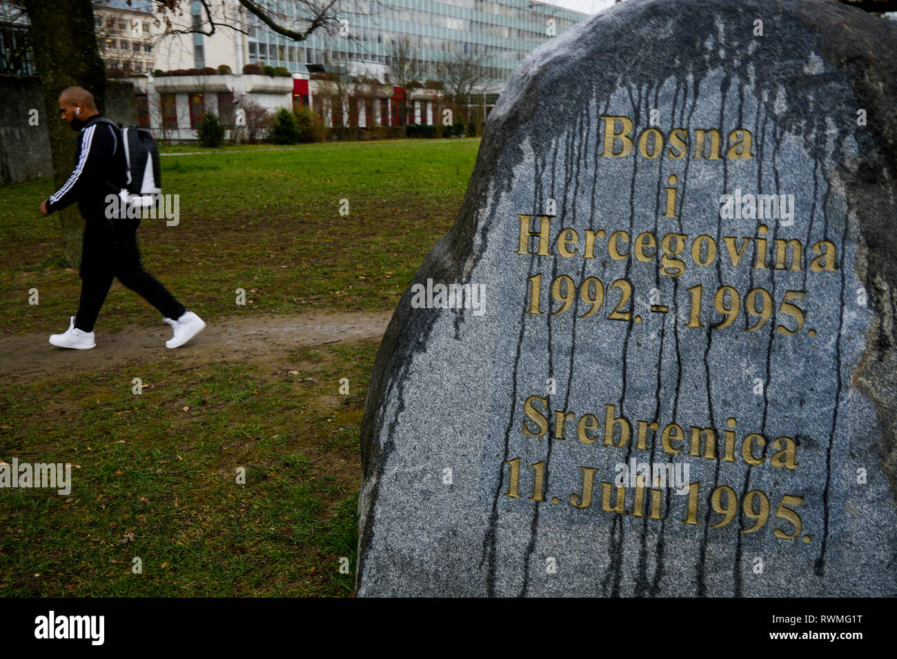 Homage to the victims of war in Bosna, Place des Nations,Geneva, Swiss Stock Photo