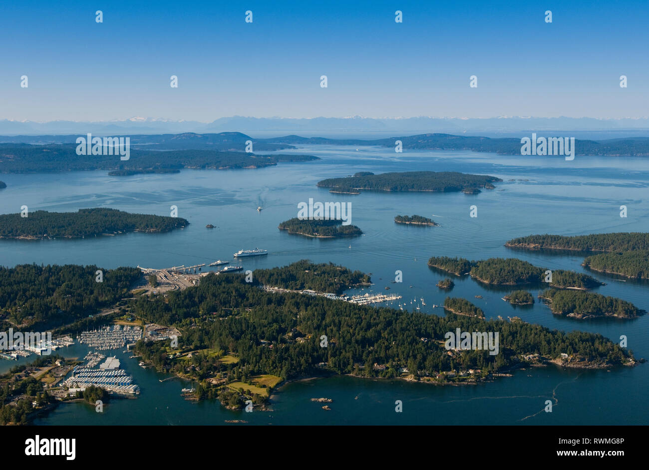 Aerial, Swartz Bay ferry terminal, North Saanich Marina, British