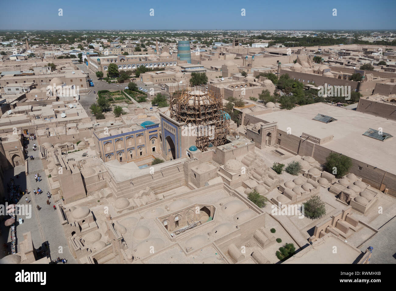 Overview of oriental buildings of old city of Itchan Kala. Khiva, Uzbekistan Stock Photo