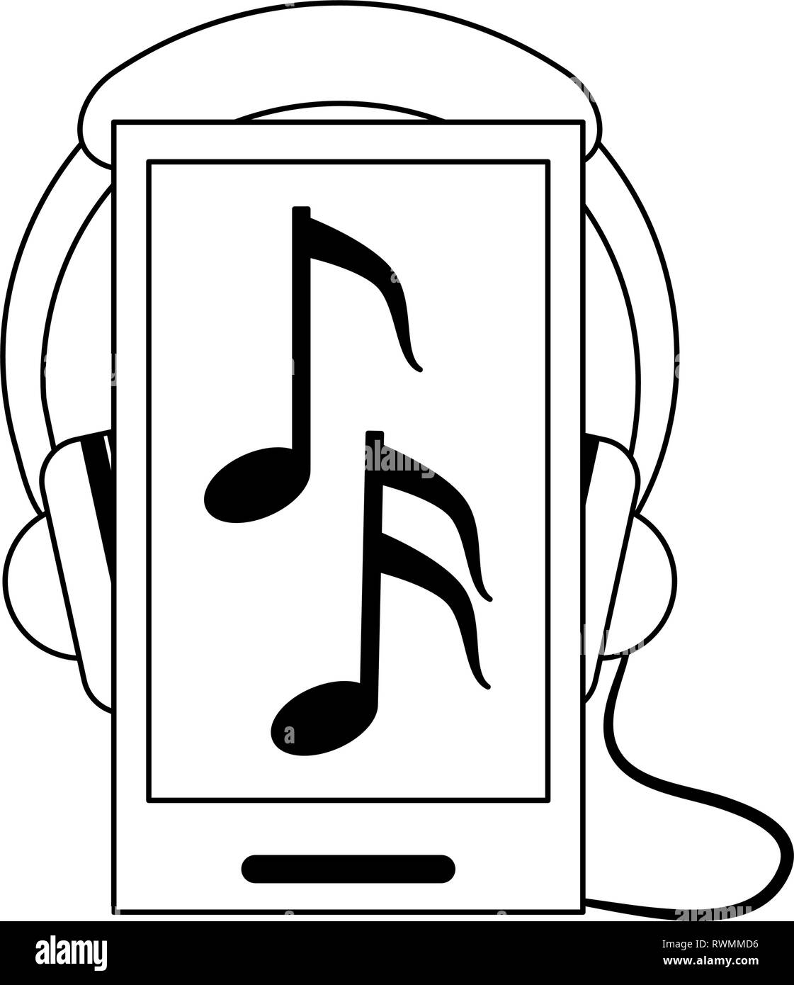 Music and smartphone black and white Stock Vector Image & Art - Alamy