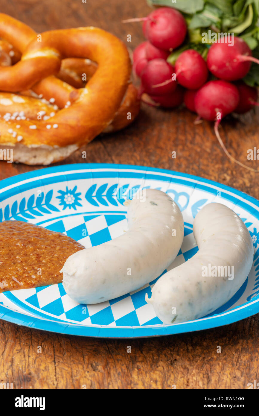 Bavarian White Sausage With Pretzel Stock Photo Alamy bavarian-white-sausage-with-pretzel-stock-photo-alamy