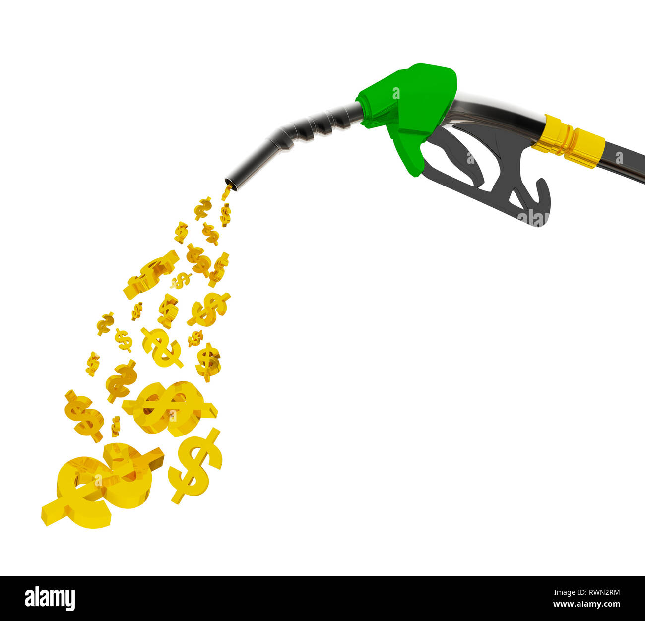 nozzle pumping gasoline in a tank, of fuel nozzle pouring gasoline over